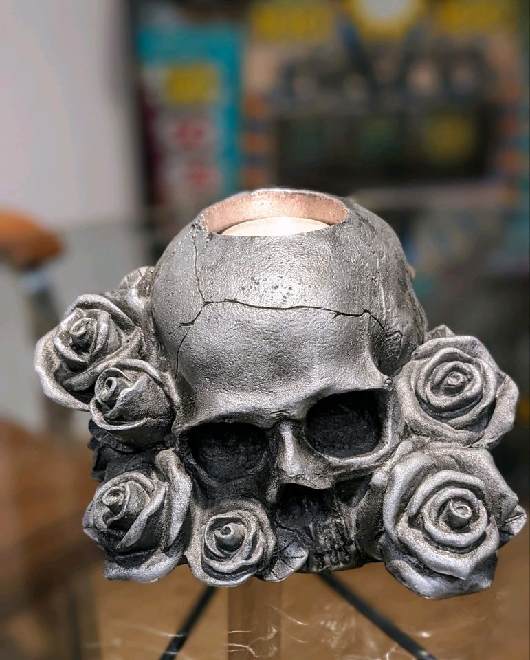 Totenkopf Schädel Skull Schlange Skelett Blumen Halloween Deko