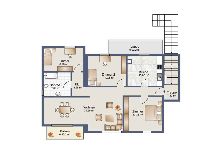 Charmante Etagenwohnung mit sonnigem Balkon in Murg in Murg