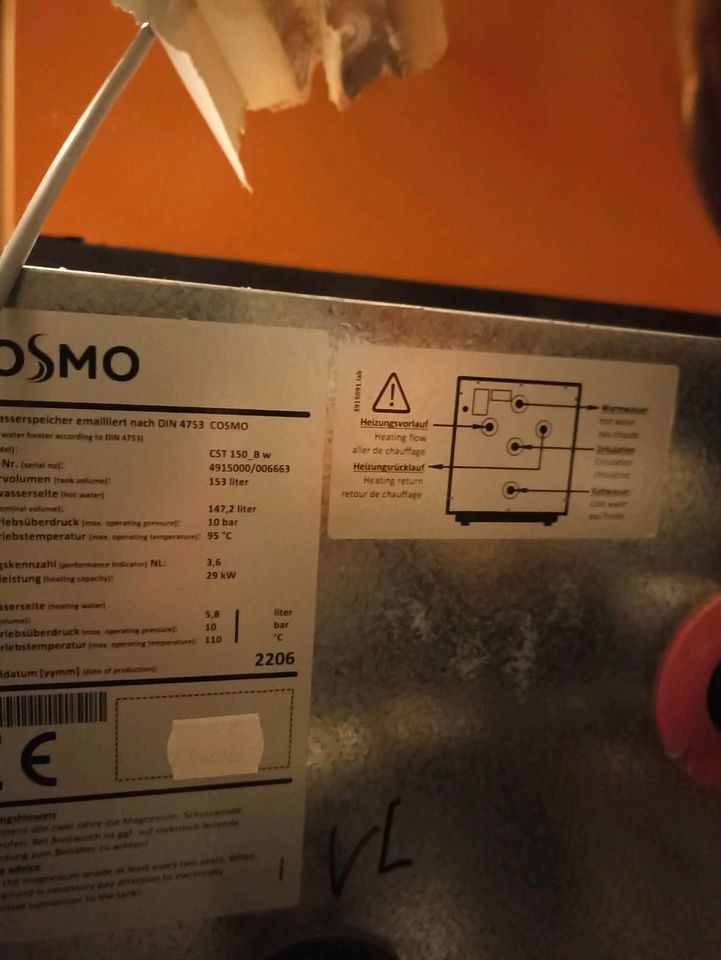 Warmwasserspeicher Cosmo CST-150 in Bogen Niederbay