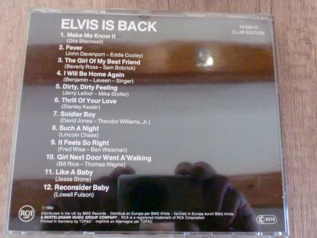 Elvis Presley CD-  Elvis is Back - Rare Clubedition 18556-0 in Mundelsheim