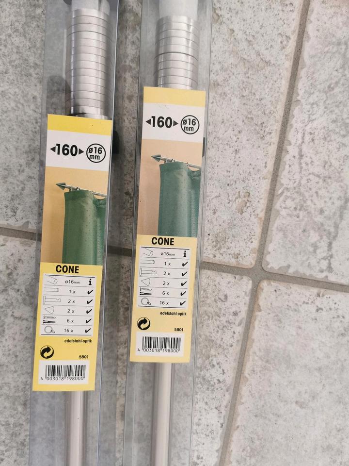 2 x Gardinia Gardinenstange/n Set Cone 160 cm Edelstahl Optik in Molbergen