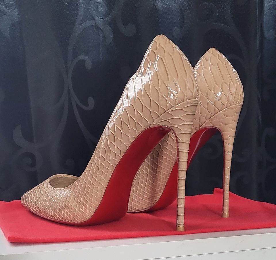 Sexy High Heels 12cm Stilettos Pumps Nude Schlangenleder EUR 43.5 in Berlin