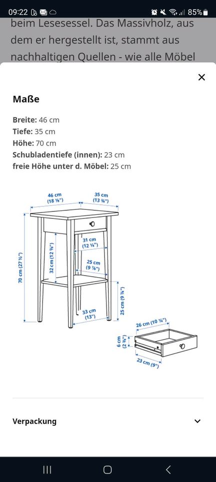 Ikea HEMNES beistelltisch / Nachttisch in Radevormwald