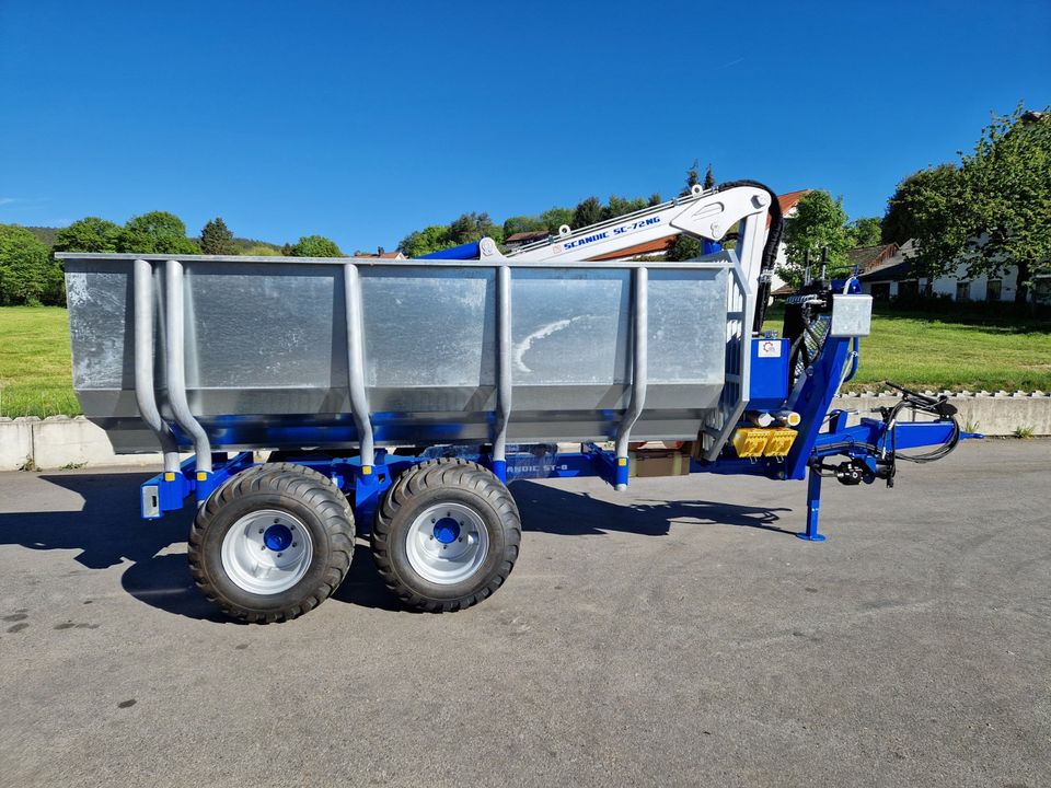 Scandic ST-8 7,9m Kran 650kg Auflauf Hydr. Bremse Rückewagen in Tiefenbach Oberpf