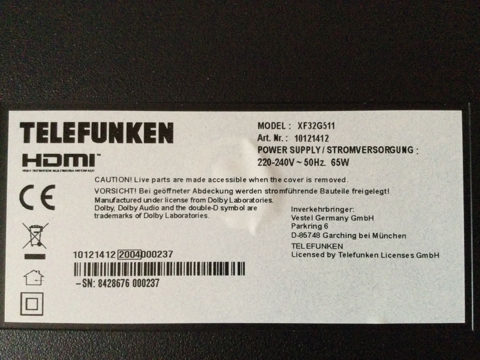 Platinen Fernseher Telefunken XF32G511 - 32 Zoll in Braunschweig
