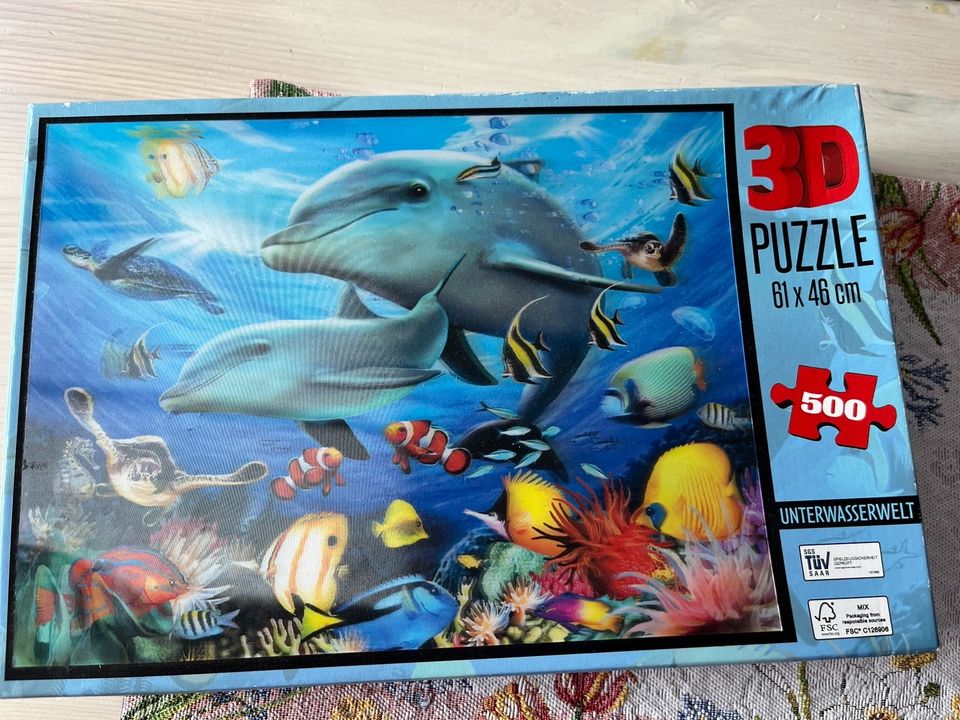Puzzle 3-D 500 Teile Unterwasserwelt, Delfin 61 × 46 cm in Leegebruch