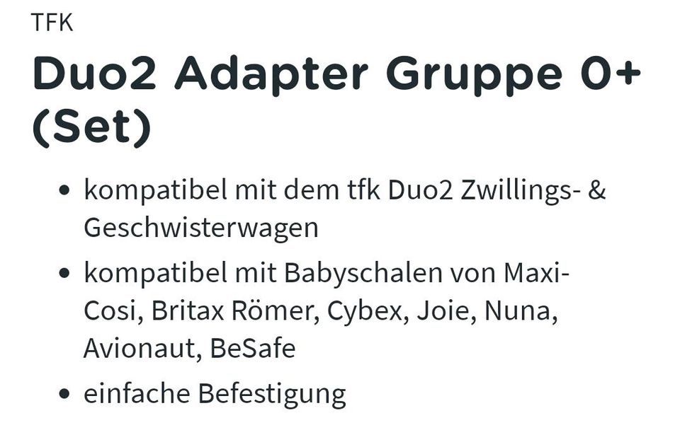 Babyschalen Adapter TFK Duo in Köln