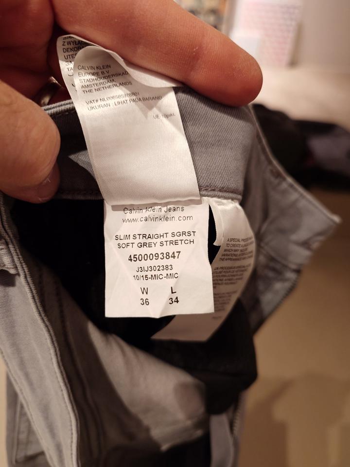 Clavin Klein Jeans Slim Straight Light Grey Stretch W36 L34 in Berg