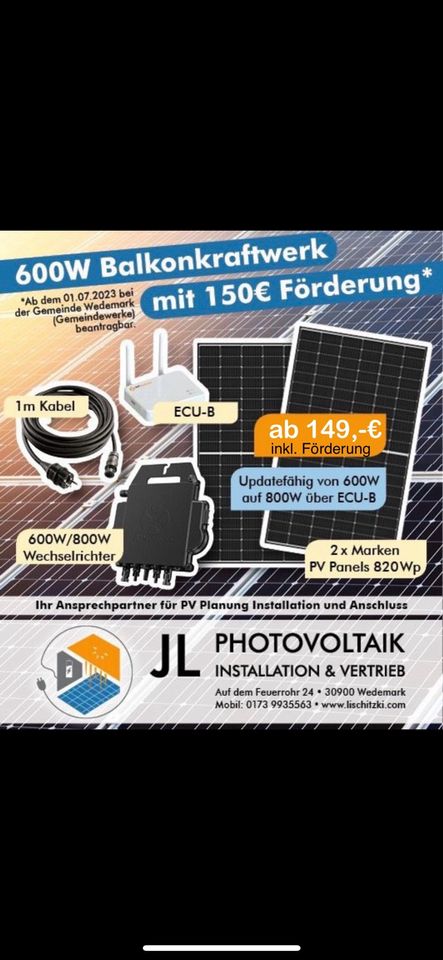 ☀️ 600W/ 800W APsystem DS3 Balkonkraftwerk + 820Wp Modulleistung in Wedemark