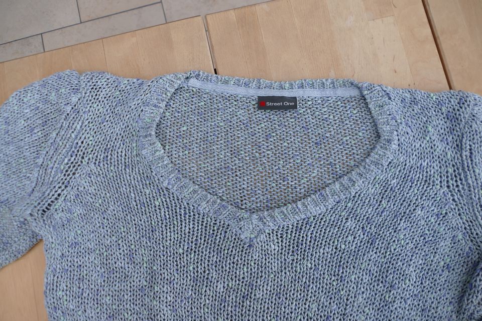 Street One Strick-Pullover 42 blau meliert Baumwolle Sommer-Pulli in Neuenkirchen