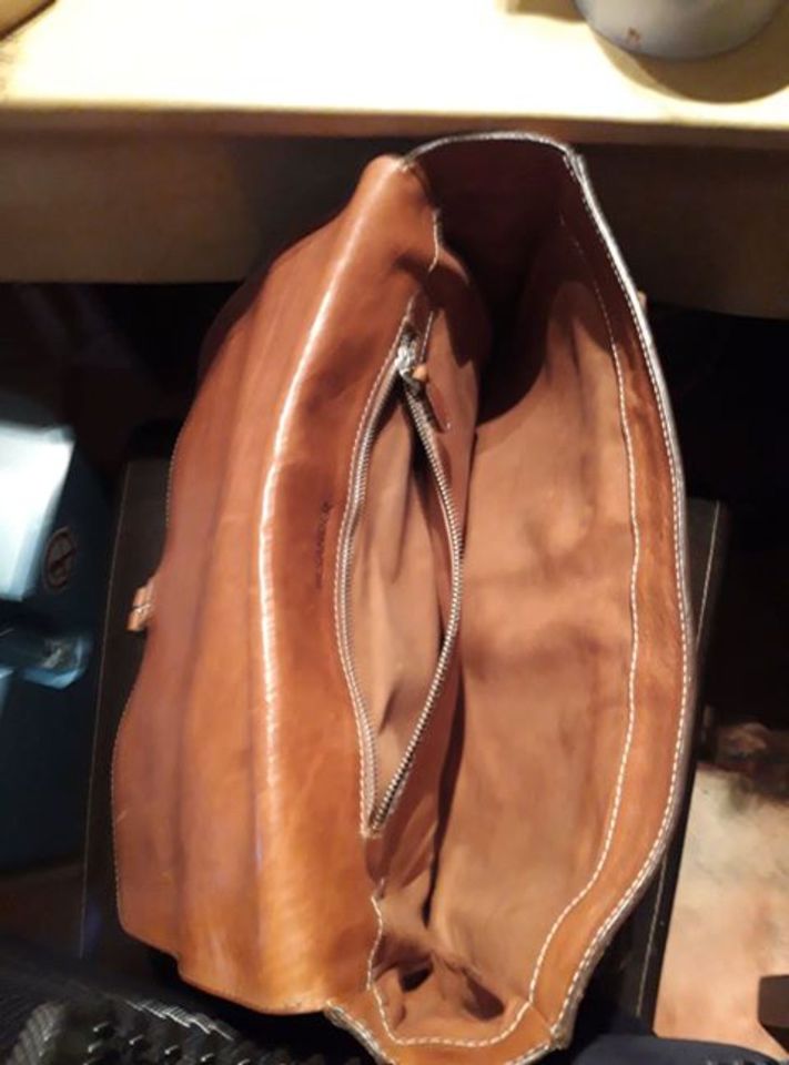 "JIL-SANDER"-LEDERTASCHE, cognacfarben, groß in Neuwied