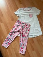 " Schlafanzug " weiß pink Shirt lang + Capri Leggins Nordrhein-Westfalen - Kempen Vorschau