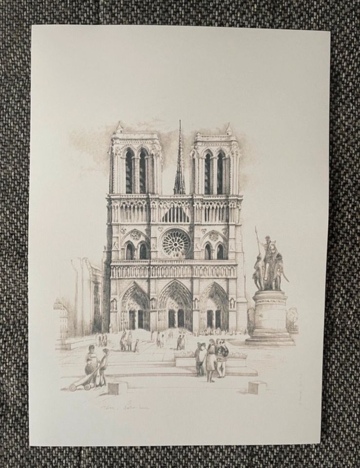 Paris Leinen Poster Eiffelturm Louvre Notre Dame neu in Stendal