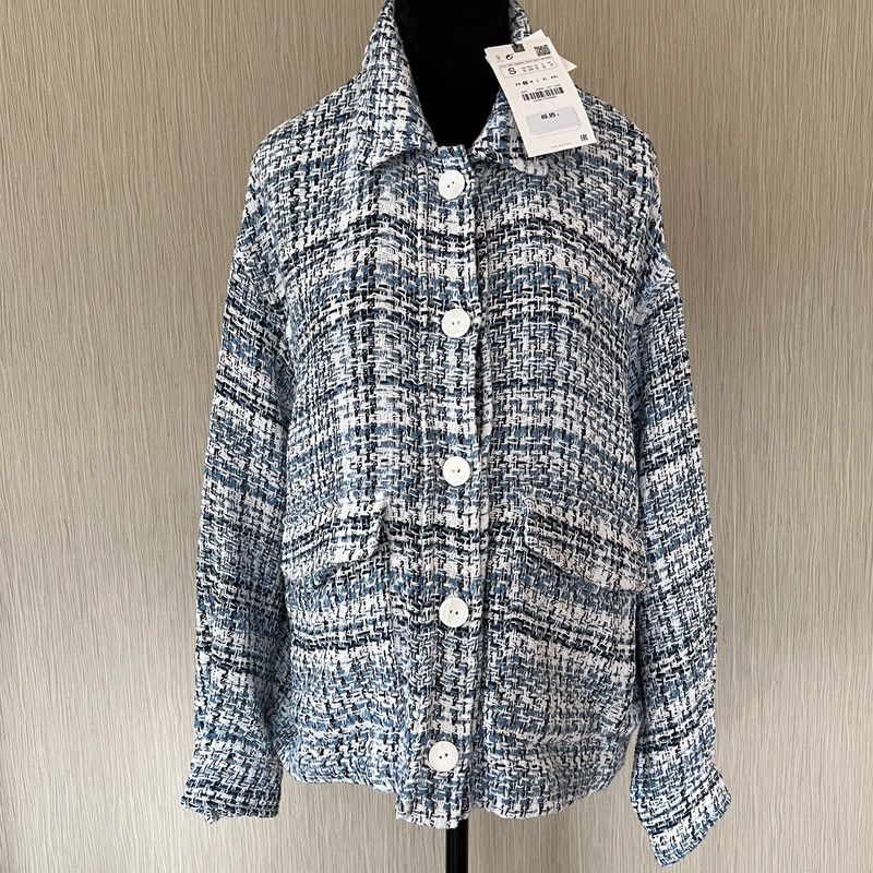 Zara hellblau Jacke kariert Damen Overshirt Baumwolle Gr. S in Wistedt