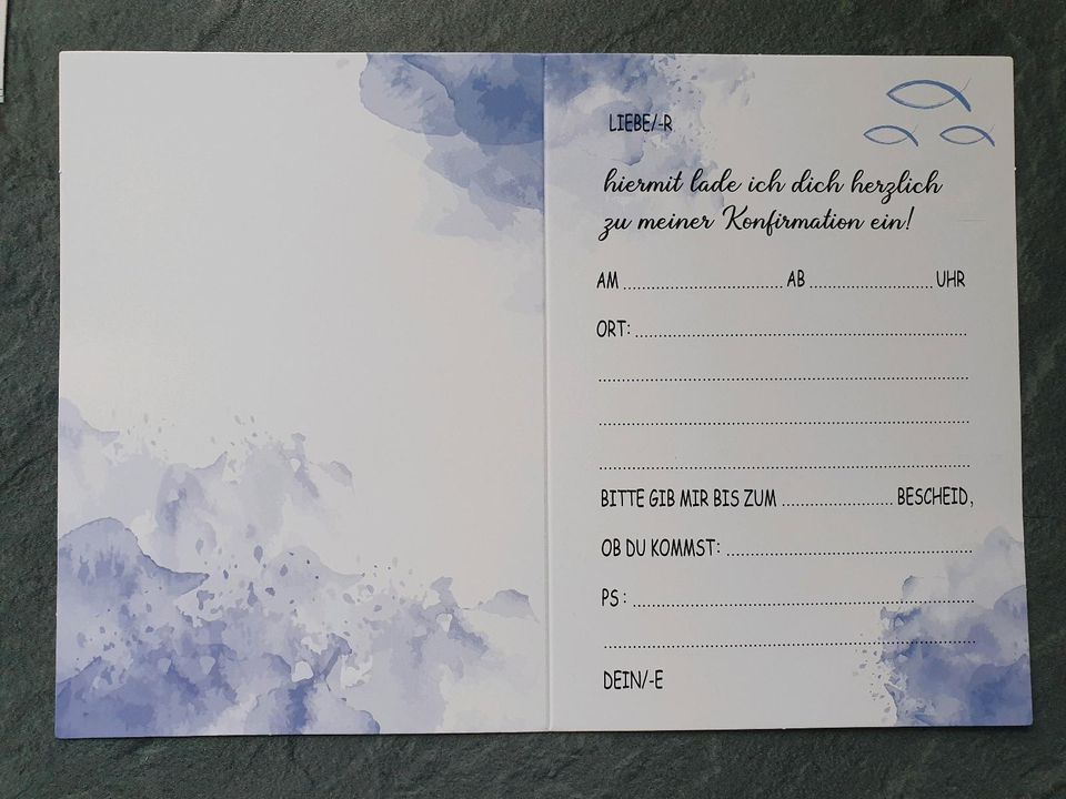 Einladung Einladungskarten Konfirmation Briefumschlag lila Fisch in Paderborn