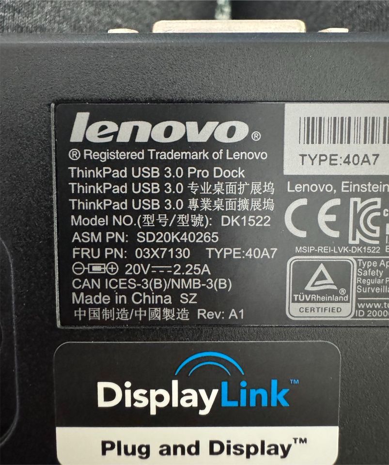 Lenovo ThinkPad USB 3.0 Pro Dock 40A7 - Ethernet, 2xDisplay etc. in Bischofsheim