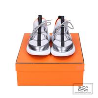 HERMÈS SNEAKER SCHUHE 'DUEL' AUS GEWEBE UND KALBSLEDER IN SILBER Hessen - Darmstadt Vorschau