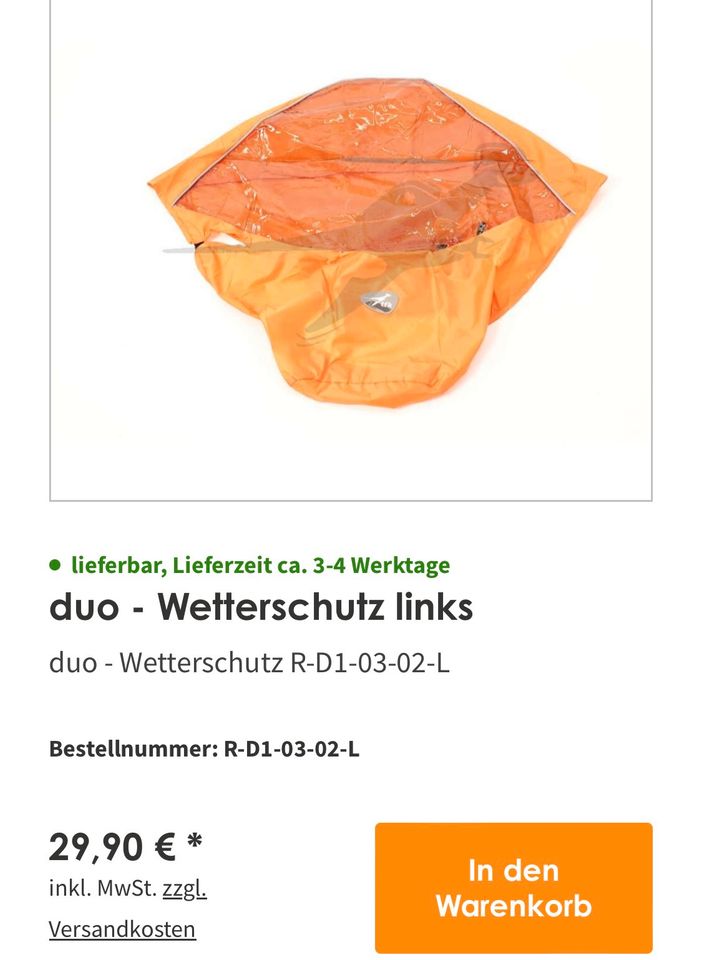 TFK Duo Sportsitz Wetterschutz / Regenschutz in Leverkusen