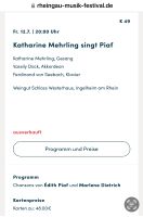 2 Tickets Chansonabend Edith Piaf, Weingut Schloss Westerhaus Hessen - Liederbach Vorschau
