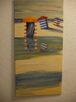 Acrylbild Leinwand Strandzelt Borkum Maritim 40 x 80 Handarbeit Nordrhein-Westfalen - Paderborn Vorschau