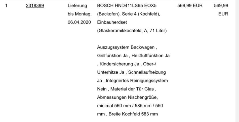 Backofen mit Herdplatte in Langenfeld