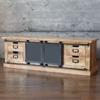 TV-Board Industrial Style SELCE 150cm Massivholz Schiebetüren Des Baden-Württemberg - Baindt Vorschau