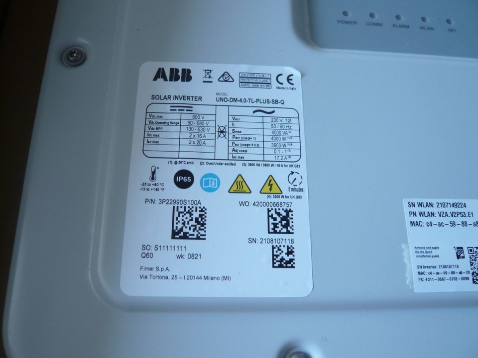 ABB Uno Solar Inverter UNO DM 4.0 TL-PLUS-SB-Q IFS-23 in Freiburg im Breisgau