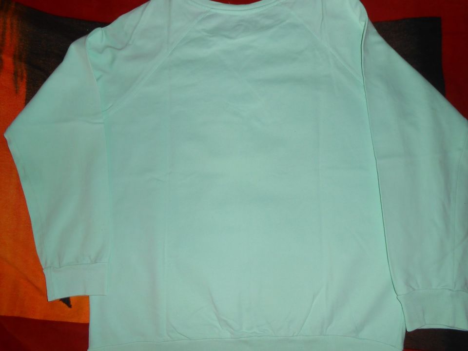 Pullover, mint, mit Herzdruck u. Strasssteine, Gr. L in Königsbach-Stein 