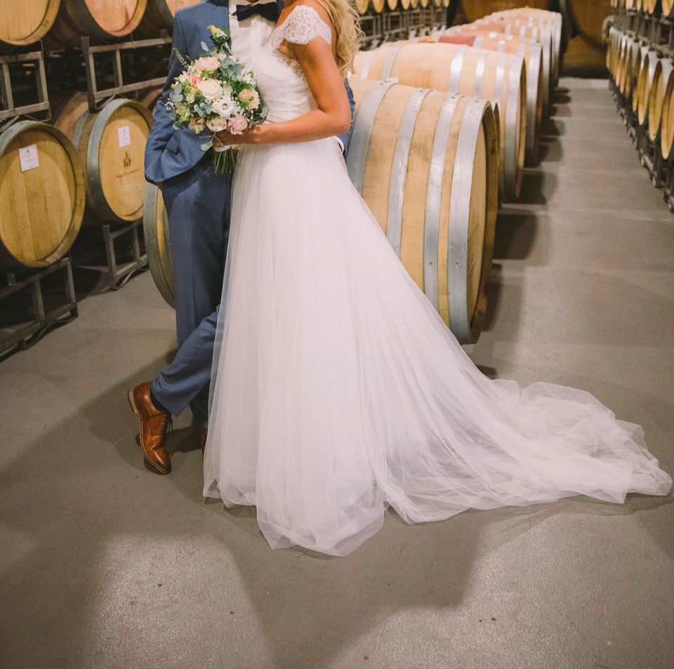 Hochzeitskleid Brautkleid Hochzeit Tüll Spitze weiß A-Linie Kleid in Heidelberg