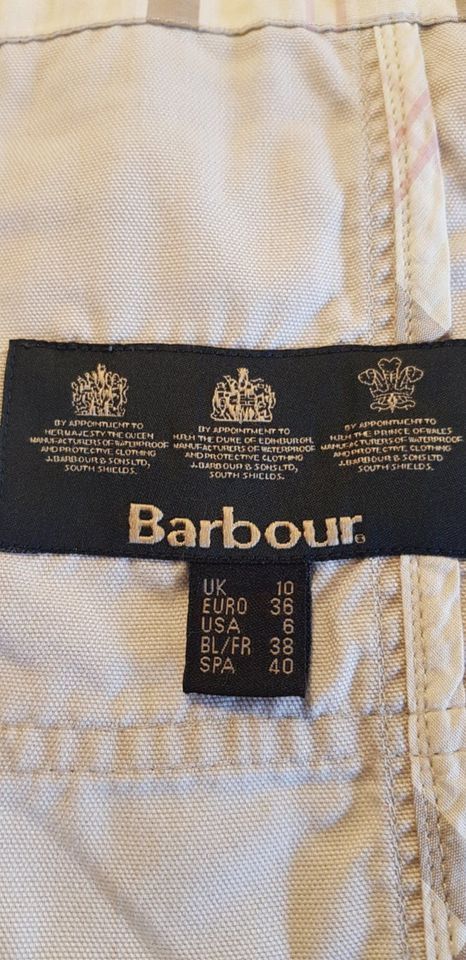 Barbour Jacke beige Baumwolle 36 Stehkragen in Essen