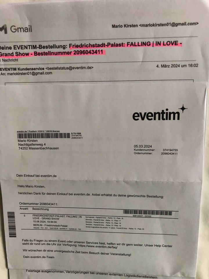 Tickets Friedrichstadt Palast Berlin in Massenbachhausen