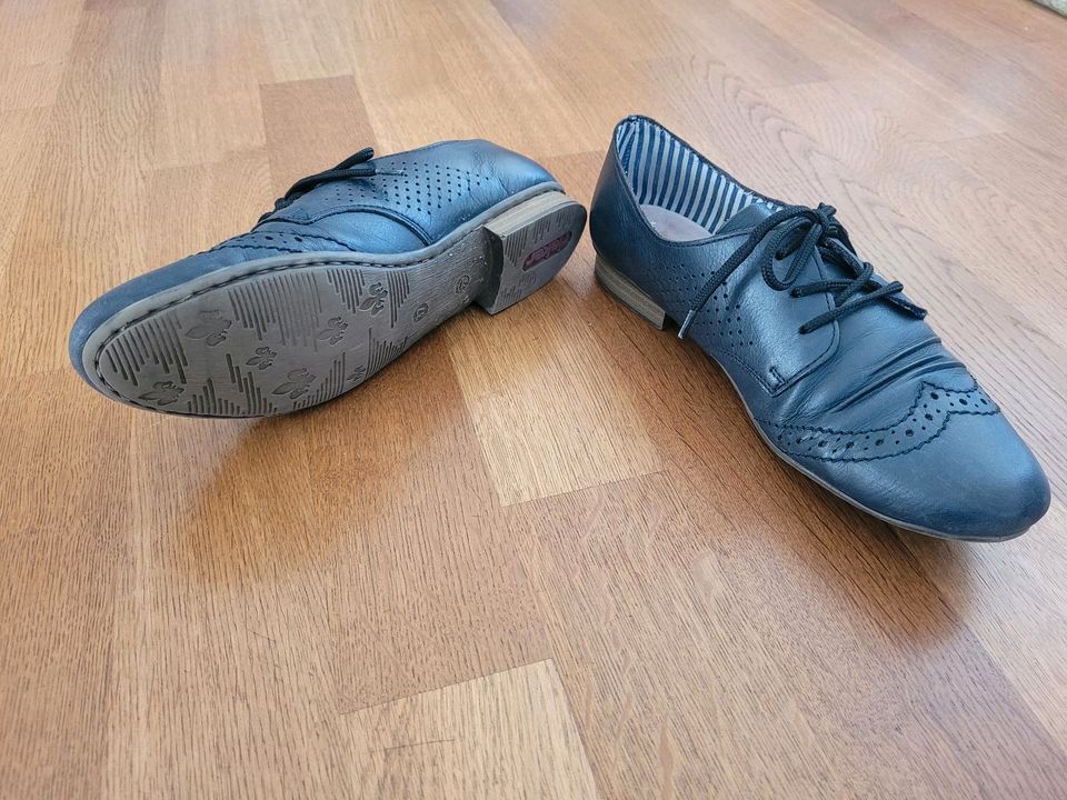 Blaue Leder Halbschuhe, Schnürschuhe von Rieker, Gr. 37 in Adlkofen