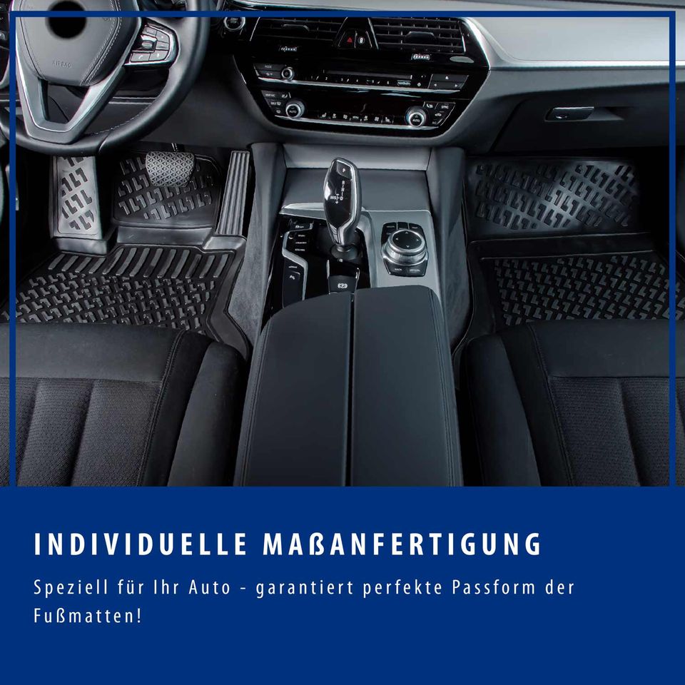 Design Gummi Fußmatten mit erhöhtem Rand passend für Seat Ateca und Ateca  Cupra 07.2016> 4 tlg Farbe Schwarz Gummimatten Automatten passgenau