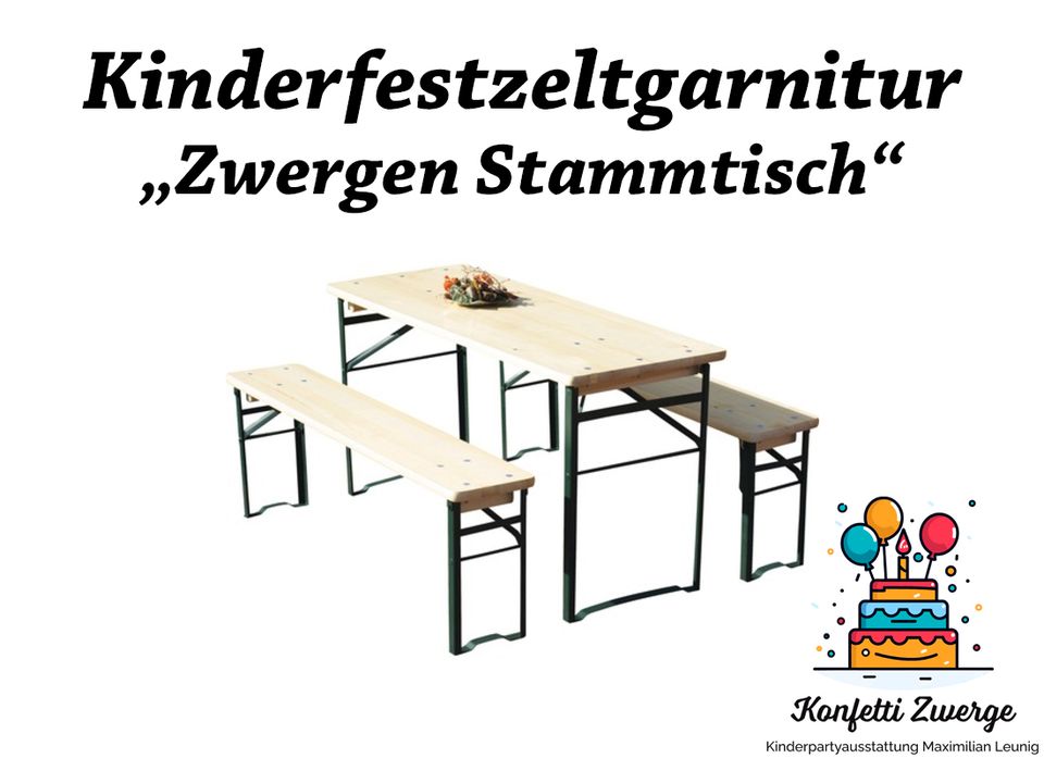 Kinderfestzeltgarnitur  „Zwergen Stammtisch“ - Konfetti Zwerge in Seelow