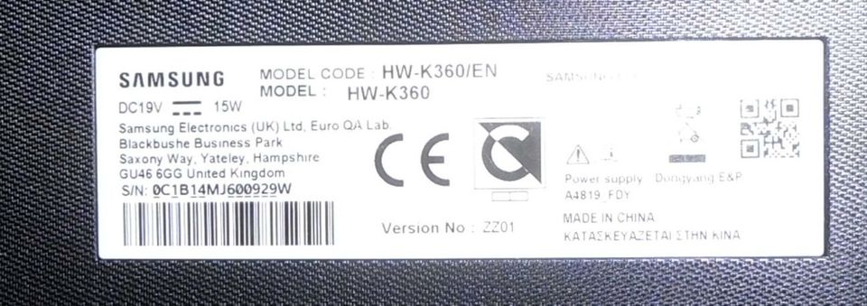 Samsung Soundbar mit Subwoofer und FB Model HW-K360/EN in Borken