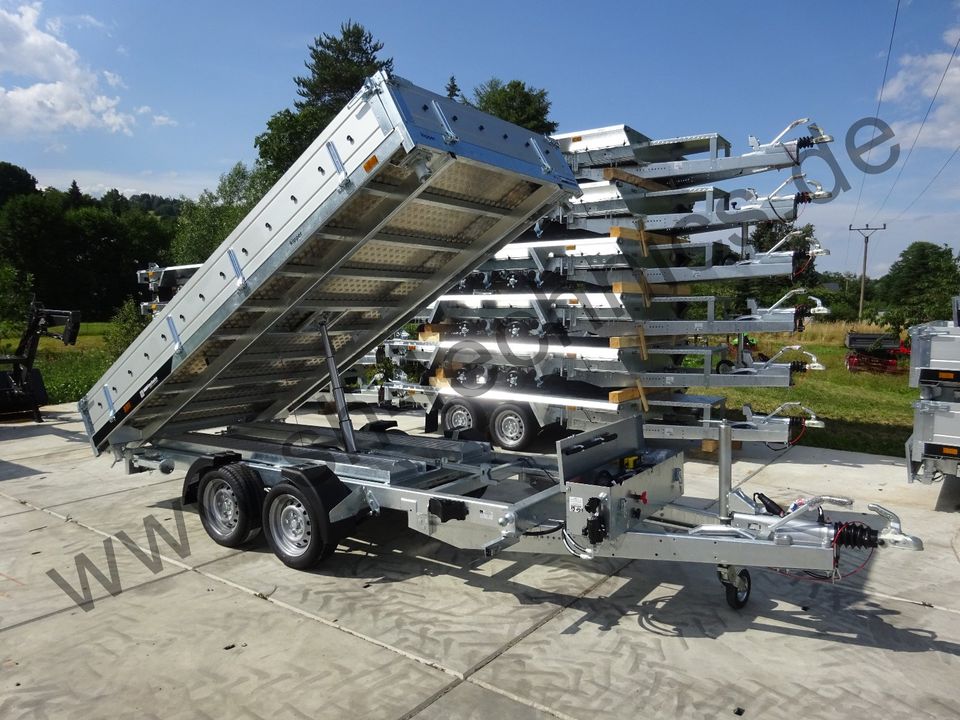 Baumaschinenanhänger Anhänger 3-Seiten Kipper 3,60m 3,5t 100km/h in Königswalde