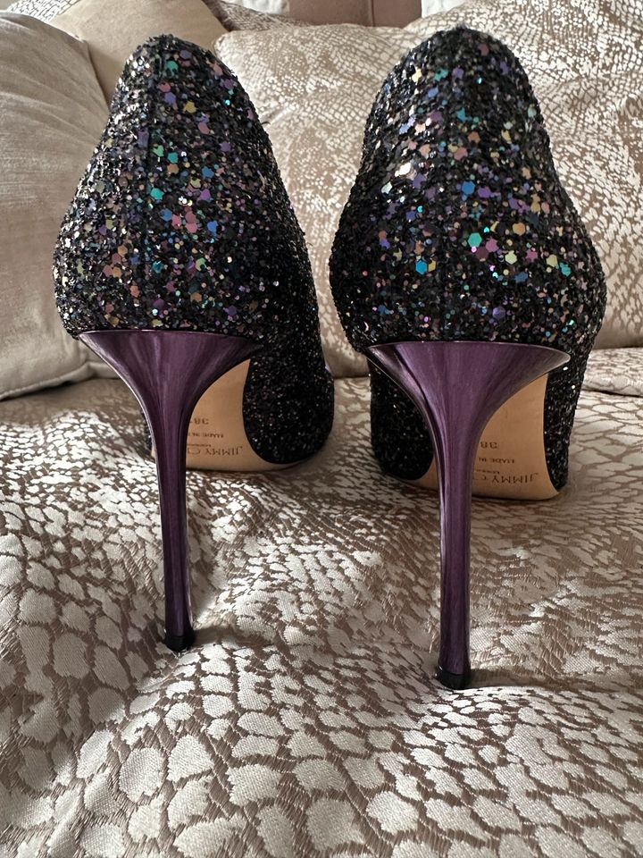 Jimmy Choo pumps glitter dunkelblau Lila 38,5 full set in Düsseldorf