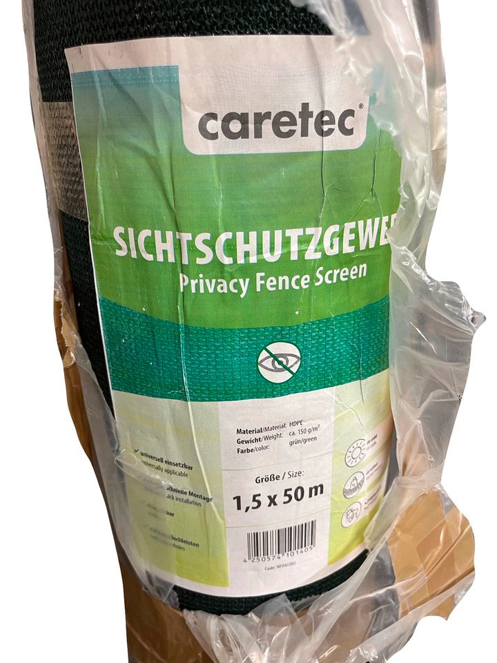 NEU caretec Schattiergewebe Sichtschutzgewebe 1,5x50m Sichtschutz in Wuppertal