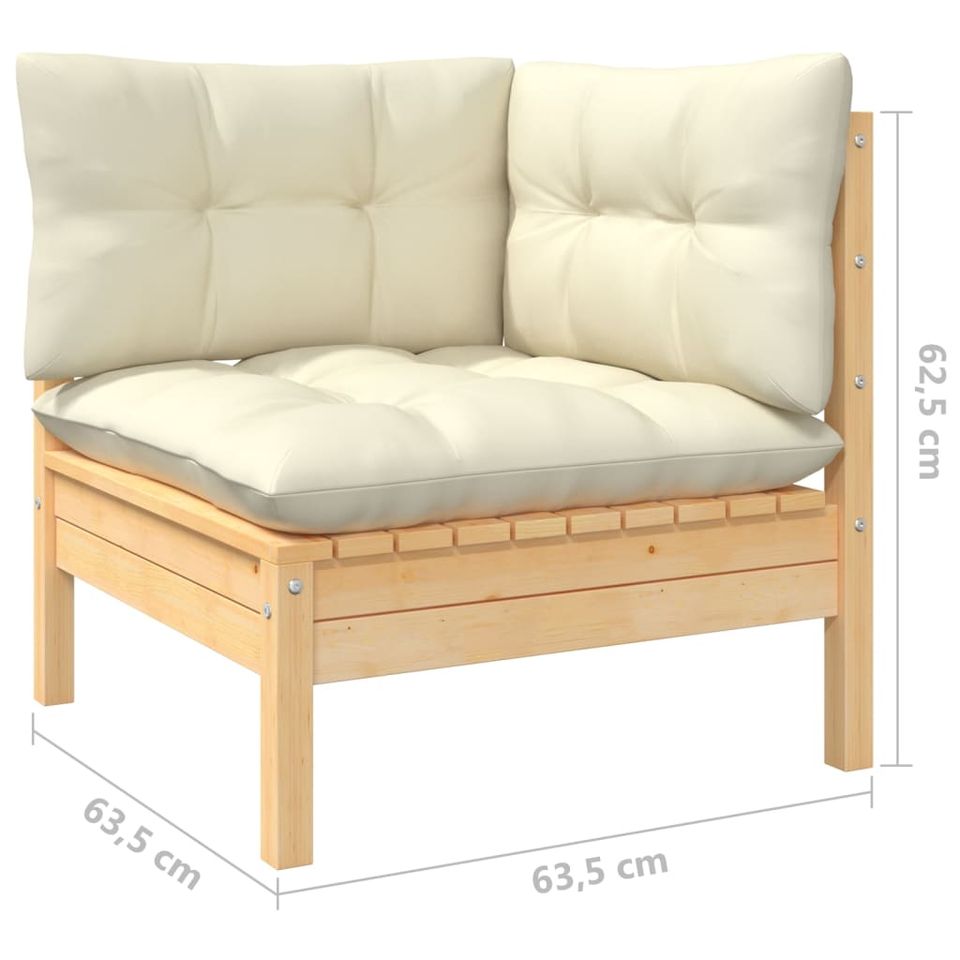 5-tlg. Gartenlounge Set mit Creme Kissen Kiefernholz Couch Sofa in Bad Kissingen