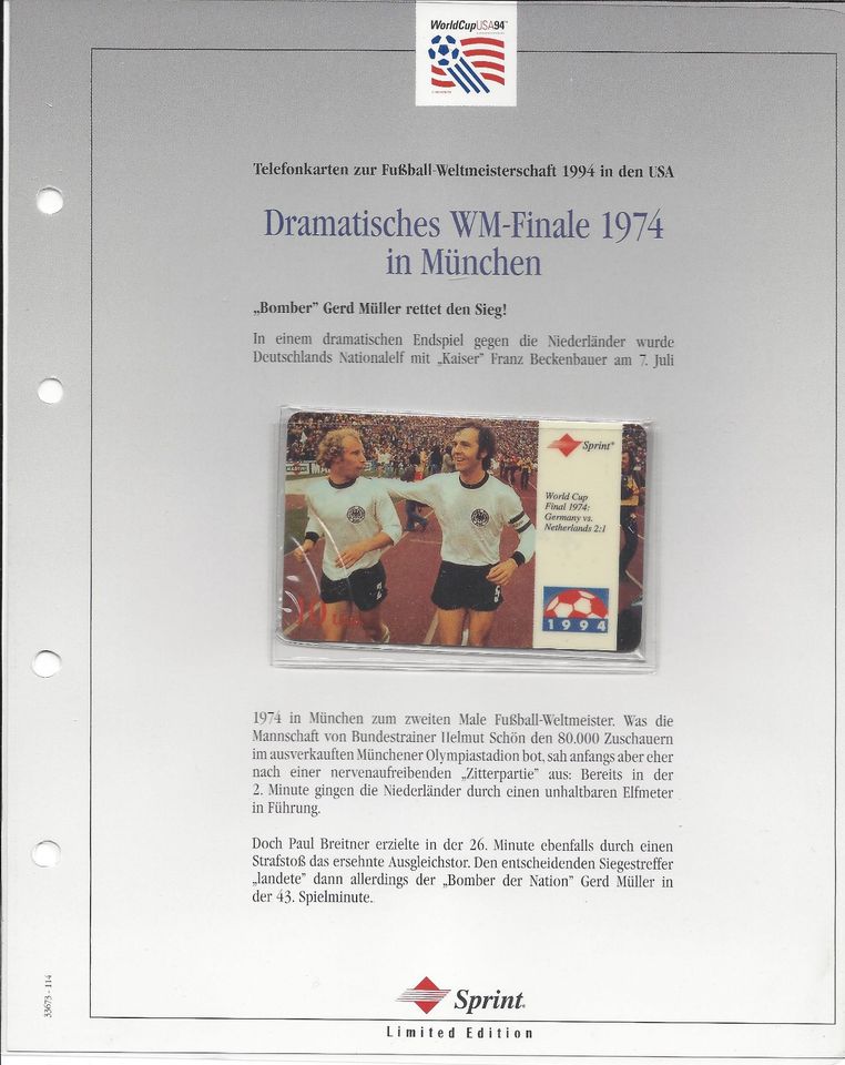 20 Telefonkarten Album limitiert Limited Edition Fußball WM94 in Waldau