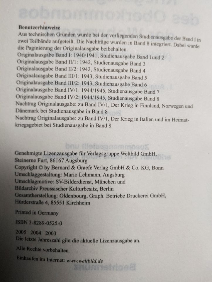 Kriegstagebuch des OKW - 1940 bis 1945 (2. Weltkrieg) in Offenburg