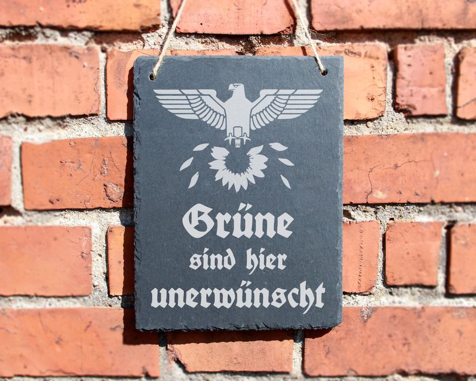 SCHIEFERTAFEL "GRÜNE SIND HIER UNERWÜNSCHT" 20X25CM in Sonneberg