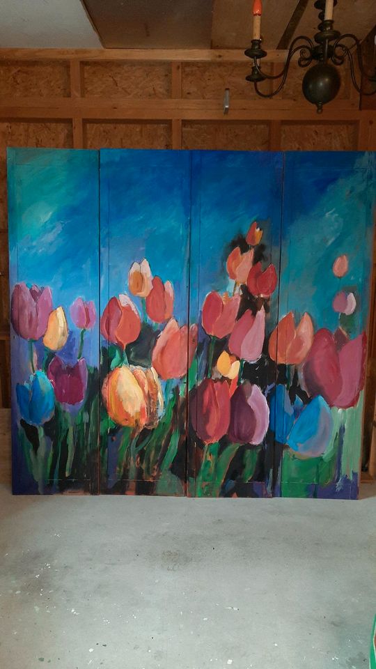 Großes Gemälde Malerei Acryl Tulpen Blumen Bild in Waldkirchen