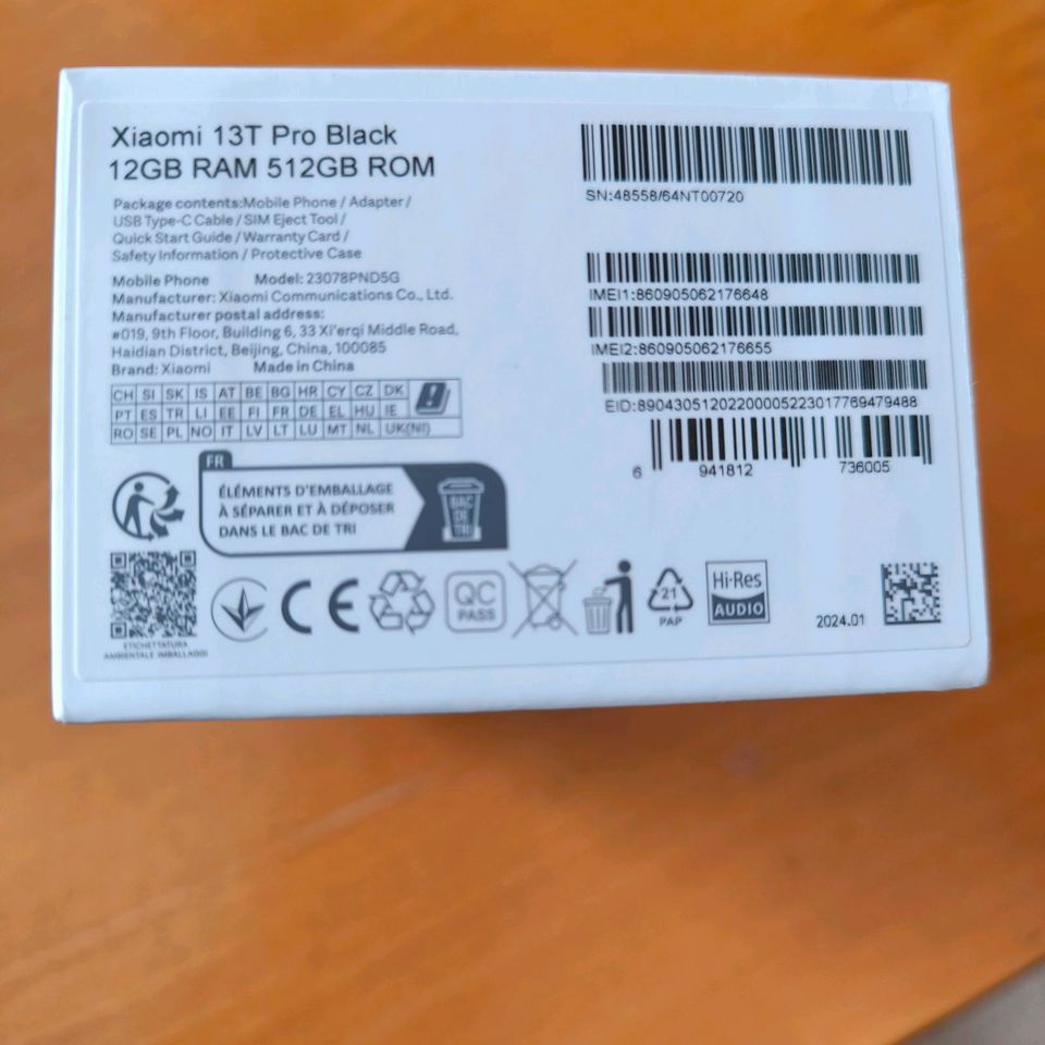 Xiaomi 13T Pro 512 GB Versiegelt und Rechnung in Spiesen-Elversberg