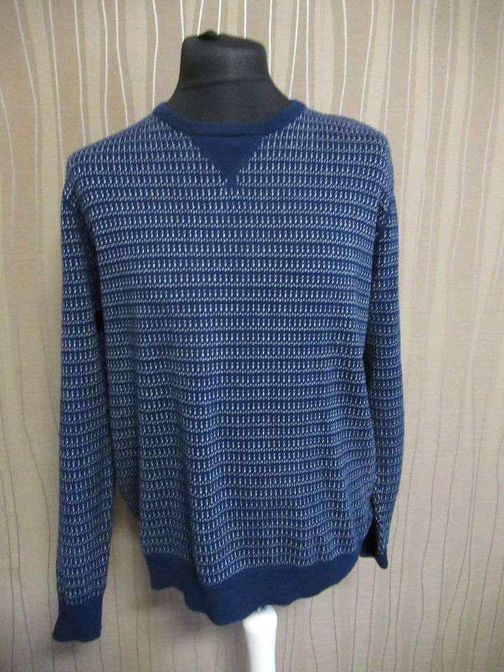 Walbusch Herren Strick Pullover Gr. 54 dunkelblau weiß in Grevenbroich