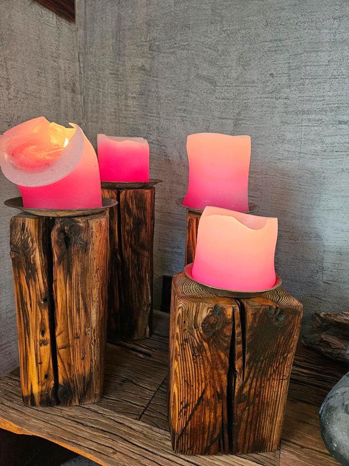 Kerzen Ständer Wind Licht aus Holz in Neustadt-Glewe