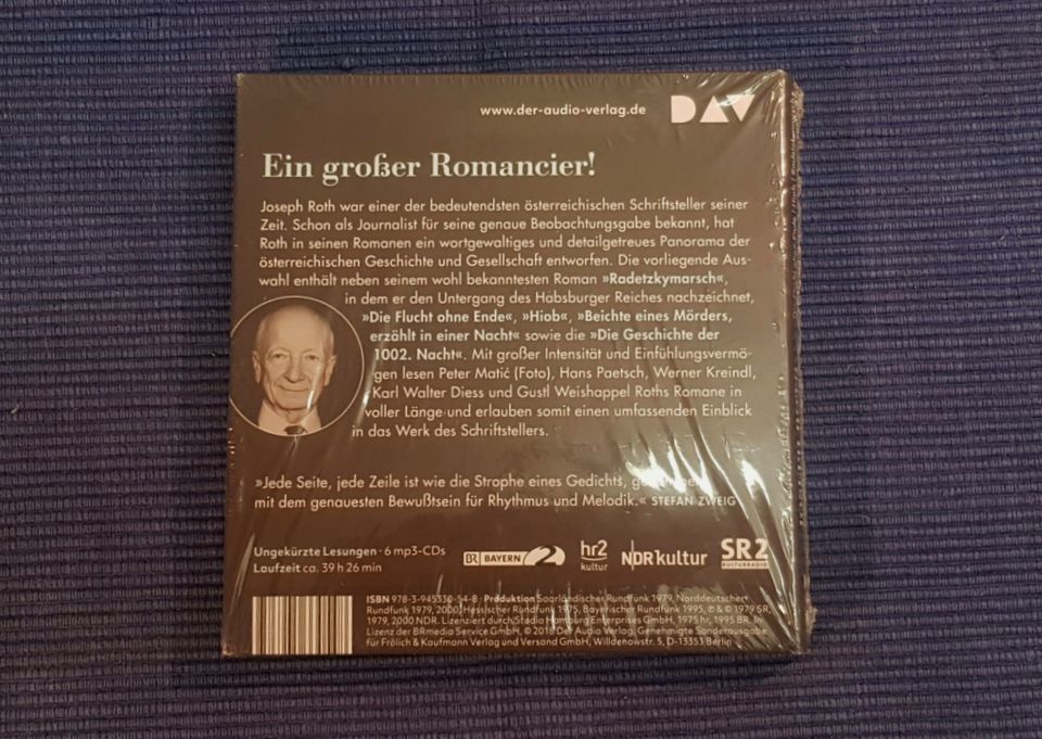 JOSEPH ROTH "DIE GROSSEN ROMANE" 6 MP3 CDS DAS HÖRBUCH ! in Hamburg