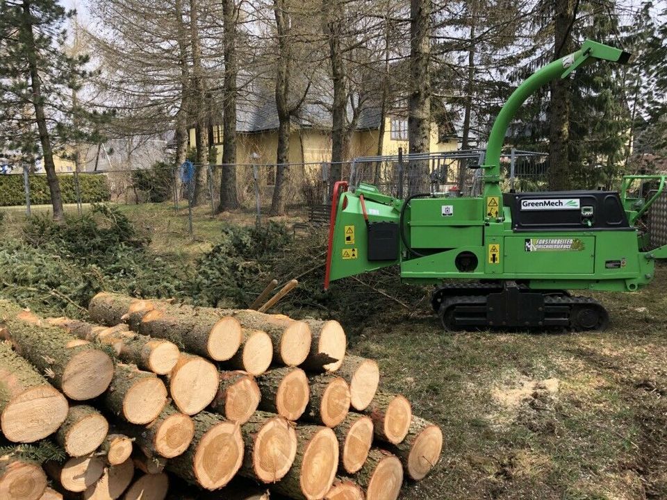 Baumfällung, Stubbenfräsen, Häcksel arbeiten, Holzspalten in Pirna