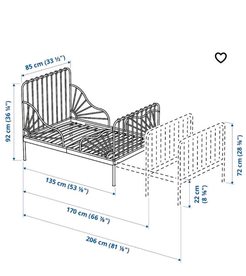 Kinderbett Ikea Minnen Bettgestell mitwachsend ausziehbar  80x200 in Niederndodeleben