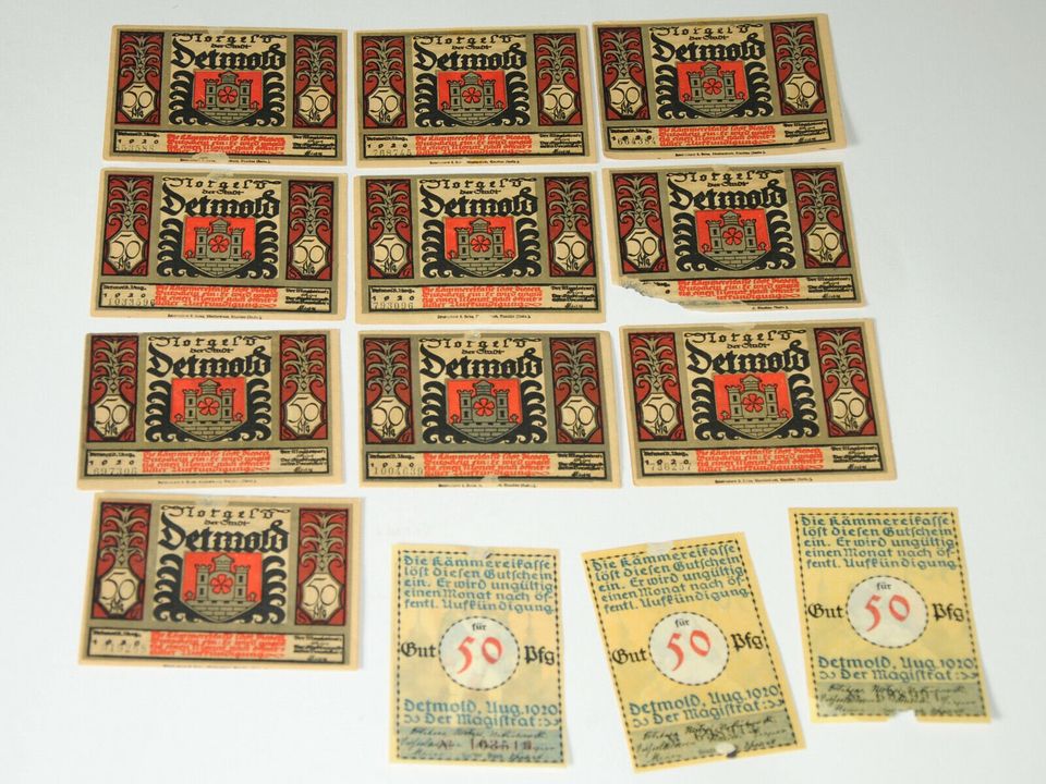 13x Notgeld - Detmold / Lippe-Detmold - 50 Pfenninge - 1920 1940 in Bielefeld